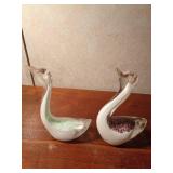 Vintage venetian glass hand blown swan figurines