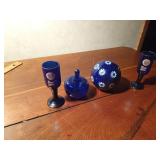 Cobalt blue glass and ceramic items