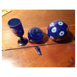 Cobalt blue glass and ceramic items