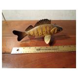 2009 Hand carved wood Perch spearing fish decoy by R. Whittier