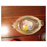 2 Vintage collectable paper weights and a vintage collectable ashtray with flowers built in the bottom