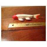 signed hand carved wood spearing fish decoy by Larry Lange