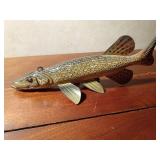 2008 hand carved wood Northern pike spearing fish decoy by R. Whittier