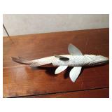 2008 hand carved wood Northern pike spearing fish decoy by R. Whittier