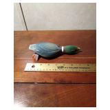 2009 Signed Hand carved wood duck spearing decoy by R. Whittier