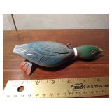 2009 Signed Hand carved wood duck spearing decoy by R. Whittier