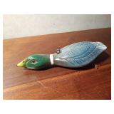 2009 Signed Hand carved wood duck spearing decoy by R. Whittier