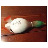 2009 Signed Hand carved wood duck spearing decoy by R. Whittier