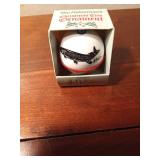 Signed Les C. Kouba tree ornament bobber with a northern pike on it