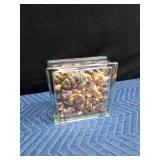 Lighted glass block full of agates