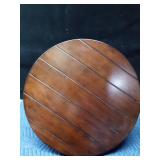 Solid wood accent round table with adjustable metal frame - smoke free