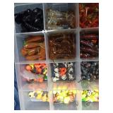 Tackle box of Jigs and rubber bait