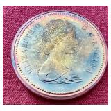 Beautiful Rainbow Toned 1971 Canadian Silver Half Dollar