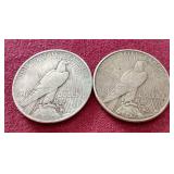(2) 1922 Peace Dollars