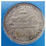 1893 Commemorative Christopher Columbus Silver Half Dollar