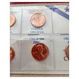 (7) Uncirculated 1982 Penny Variations