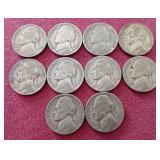 (10) Silver War Nickels