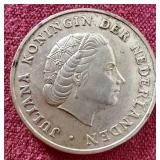 1952 Netherlands Antilles Silver 1 Gulden