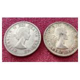 (2) Canadian Silver Quarters
