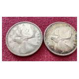 (2) Canadian Silver Quarters