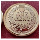 (2) Indian Penny Style 1 oz Copper Rounds