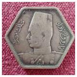 1944 Egypt Silver 2 Qirsh Coin