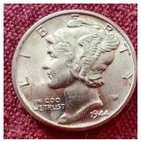 Nice Uncirculated 1944 Mercury Dime