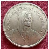 1966 Switzerland Silver 5 Franc Coin