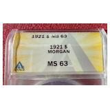 1921 Morgan Dollar - ANACS MS63