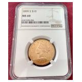 1899-S Liberty Head $10 Gold Coin - NGC MS60