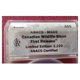 2013 Canadian Wildlife Bison 1 oz Silver - ANACS MS69
