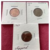 (3) Pennies With Various Die Errors