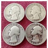 (4) Silver Washington Quarters - All 1930s