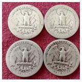 (4) Silver Washington Quarters - All 1930s