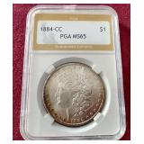 Gorgeous 1884-CC Morgan Dollar - PGA MS65