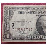 1935 Series Red Seal Silver Certificate $1 Hawaii Note - Nice!