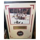 JIM CRAIG Autographed USA Hockey Puck in Framed Poster Encapsulating 1980