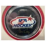 JIM CRAIG Autographed USA Hockey Puck in Framed Poster Encapsulating 1980