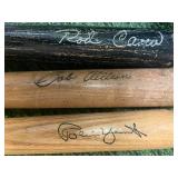 Three Miniature Replica Bats with Signatures by Rod Carew, Bob Allison, and Robin Yount