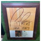 Rick Barry Autographed Hardwood Court Inscribed with "HOF 1987" includes GAI Authenticity.
