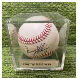 Encased Autographed Baseball by Minnesota Twins Danny Valencia