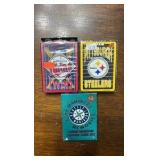 Three Decks of Playing Cards Featuring Minnesota Twins, Pittsburgh Steelers and Seattle Mariners Baseball Players