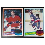 2-Card 1980 Topps Hockey Print Error Lot (Lafleur & Bossy)