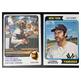 2-Card Vintage Topps Thurman Munson New York Yankees Baseball Card Lot (1973 & 1974)