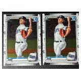 2-Card 2020 Bowman Chrome 1st Joe Ryan Rookie Baseball Card Lot (Twins & Rays)