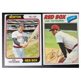 2-Card 1974 & 1977 Topps Carl Yastrzemski Boston Red Sox Baseball Card Lot