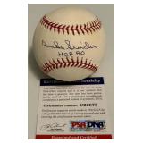 Duke Snider Auto Ball PSA COA Inscribed "HOF 80" Rawlings OMLB Selig Ball
