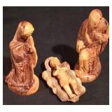 LL-CL - Hand-Carved Olive Wood Nativity Set with Disassemblable Stable and Figures