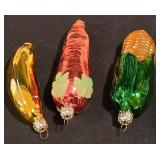 LL-CL - Set of 12 Kurt S. Adler Handcrafted West German Fruit and Vegetable Glass Ornaments in Basket