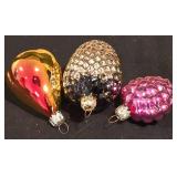 LL-CL - Set of 12 Kurt S. Adler Handcrafted West German Fruit and Vegetable Glass Ornaments in Basket